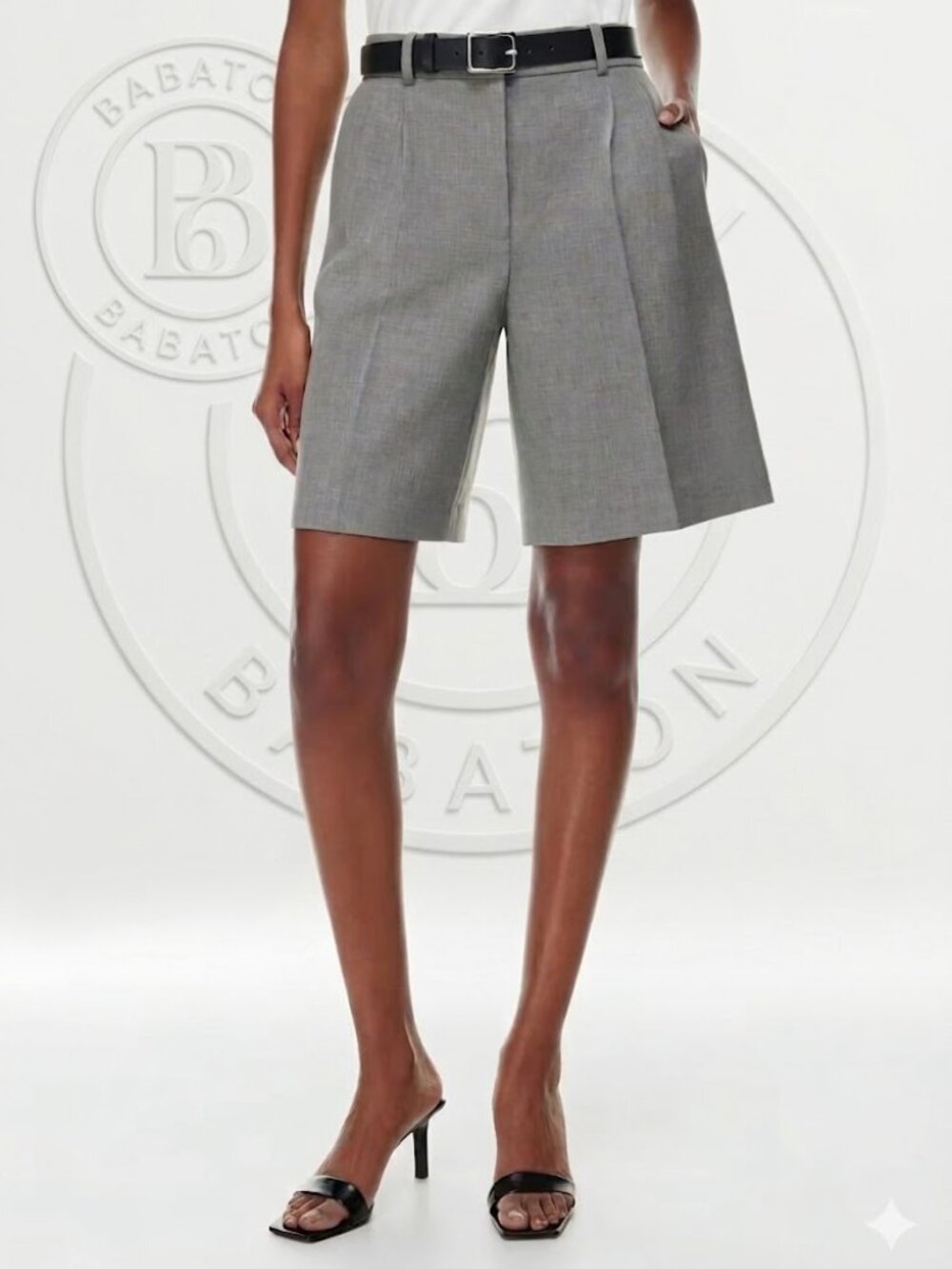 Aritzia Babaton Heather Pleated Bermuda Shorts - SZ8
